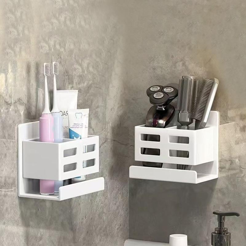 Hole-free Multifunctional Washbasin Toothbrush Holder Box Bathroom Razor Hair Comb Organizer Storage Rack Wall-Mounted