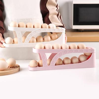Fridge Egg Storage Box 2 Tiers Automatic Rolling Large Capacity Egg Organizer Refrigerator Side Door Egg Dispenser Egg Carton Diner Restaurant