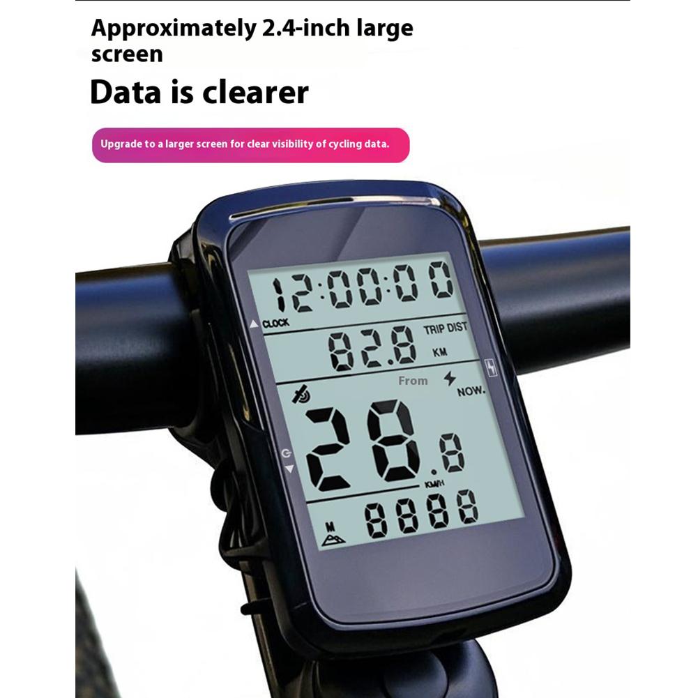 Wireless Bicycle Computer 2.4 Inch Screen GPS Bike Speedometer with Backlight Digital Stopwatch Rechargeable for Outdoor Cycling
