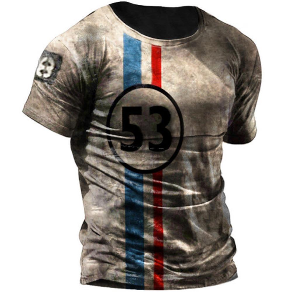 Summer Men's T Shirt 3D Printed American Top Short Sleeve Quick Dry Vintage T Shirt Men's O Neck Pullover Oversized Sportswear