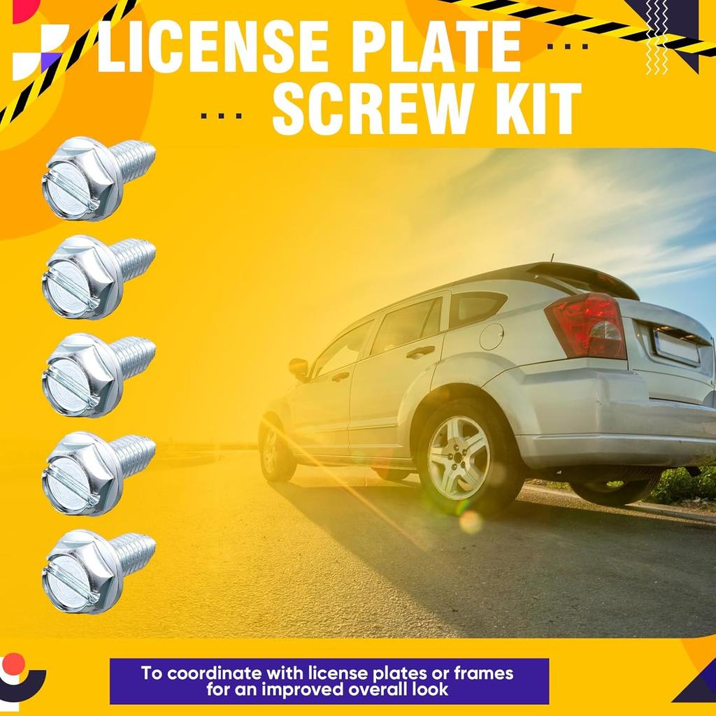 Tandefio 100 Pcs License Plate Screws Bulk 6Mm X 16Mm Slotted Metric Hex Head Screws For Front And Back License Plate On Car Rustproof Bolts