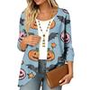 Women's Lightweight Cardigan with Halloween Print , Three-Quarter Sleeve , Relaxed Fit for Casual Halloween Outfits