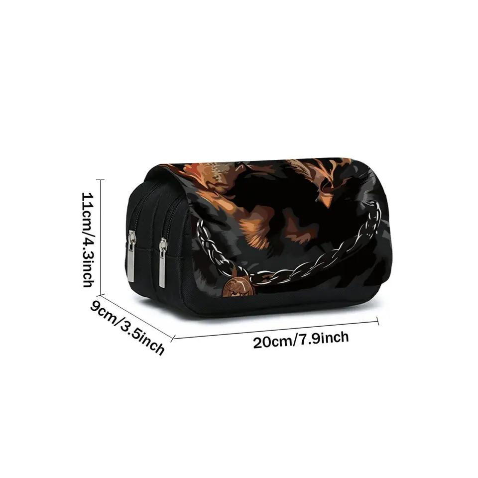 Dog Rottweiler Pattern Double Flip Fabric 3D Pencil Pouch Unisex Best Gift for School & Office Use Children