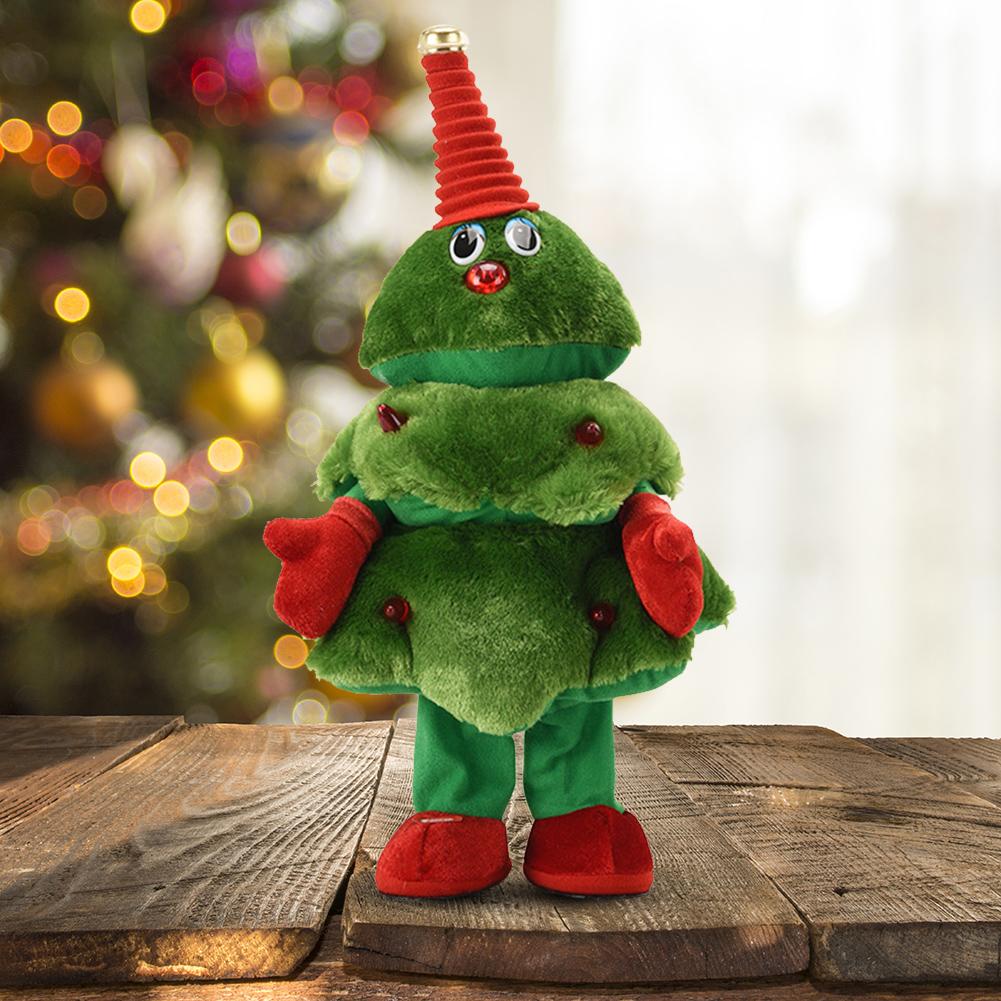 Păpuși electrice de pluș de Crăciun, cântând, dansând, jucărie cu brad de Crăciun, păpuși de pluș creative, cadou de Crăciun pentru copii