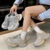 Sneakers platform 2025 couples summer new comfortable dad shoes color matching casual breathable height increasing running shoes