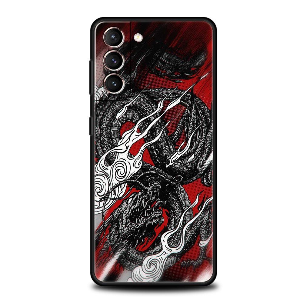 Dragon Phone Case For Samsung Galaxy S25 S24 S23 FE S22 Ultra S20 S21 5G S10 Plus S10E Soft Black Cover