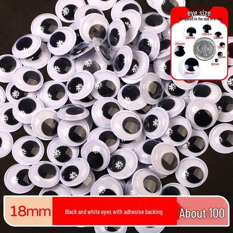 Kids' DIY Colored Eye Stickers for Crafting: Animal-Themed Black and White Eyeballs