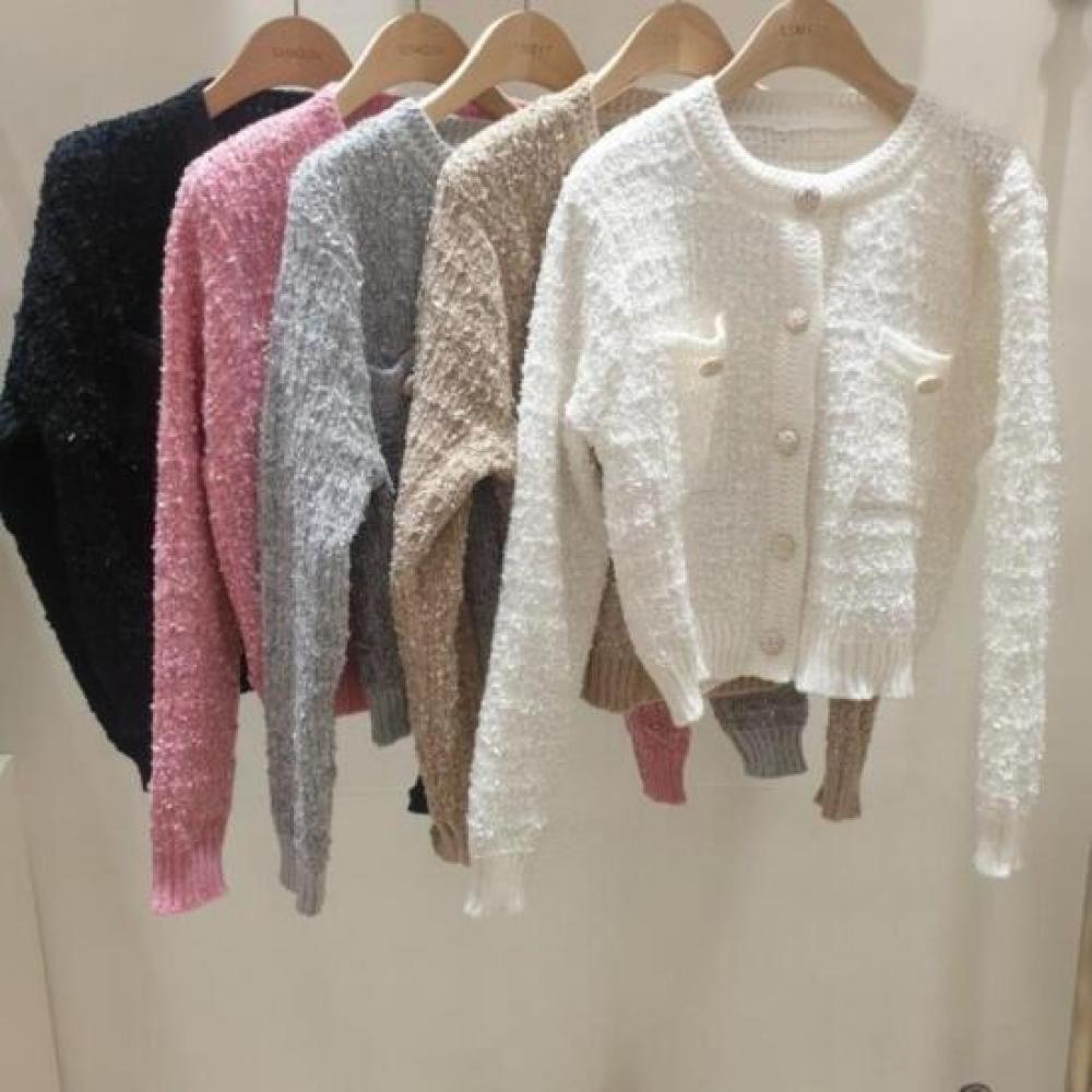 New Arrivals Open Run Women Cardigan Tweed Gold Button Autumn