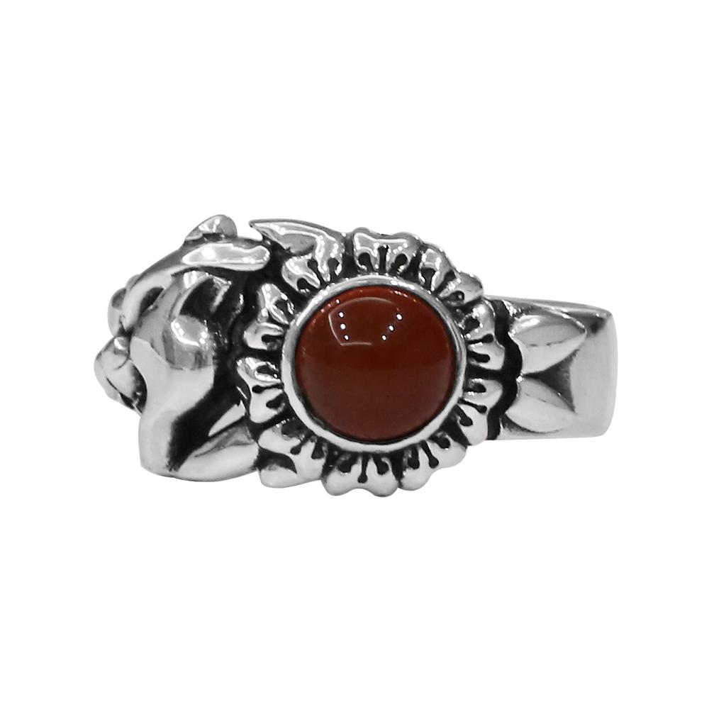 Anonymous Artisan Panther Flower Ring - Carnelian