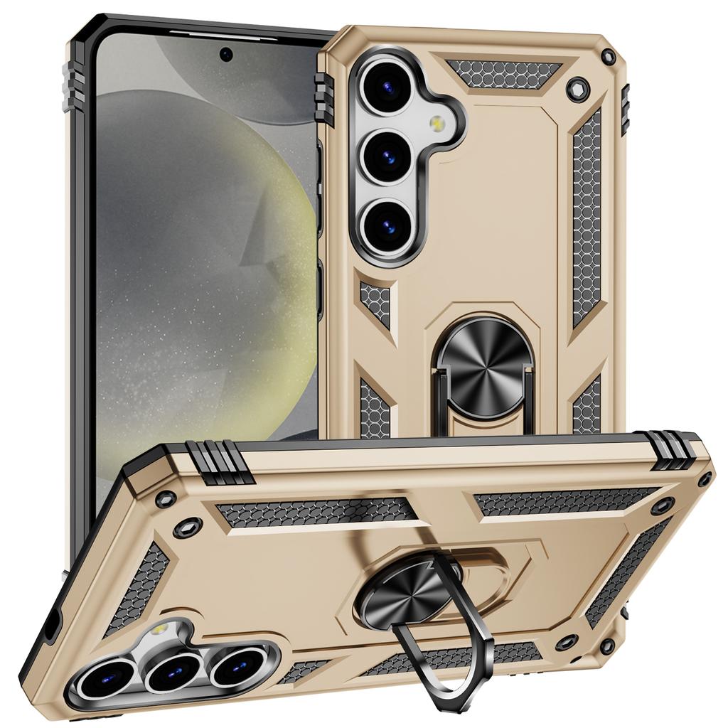For Samsung Galaxy S25 Case PC+TPU Phone Cover with Rotary Ring Kickstand