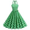Hot Sale Summer Cool Sexy Neck Wrap Chest Polka Dot Printed Retro Pendulum Dress