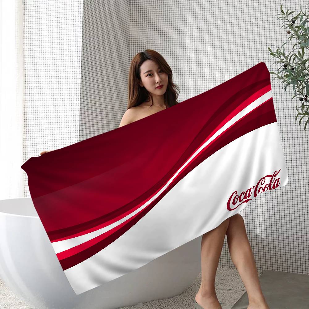 

Soda Drink C-Coca-Cola Logo Anime Beach Swimming Towel Soft Absorbent Washcloth Children s Gifts For Kids Travel Camping Gym W40*H60(CM)