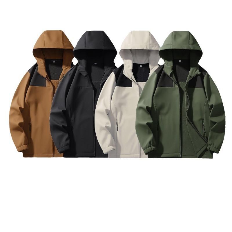 New Autumn and Winter Outdoor Soft Shell Jacket Fleece Thickened Windproof Waterproof Warm Jacket Sports Jacket Baseball Jacket