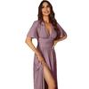 Rochii de Vară pentru Femei cu Decolteu Adânc în V, Mânecă Scurtă, Crăpătură, Elegante, pentru Invitați la Nuntă, Formale, Cocktail, de Seară, Maxi, Lungi