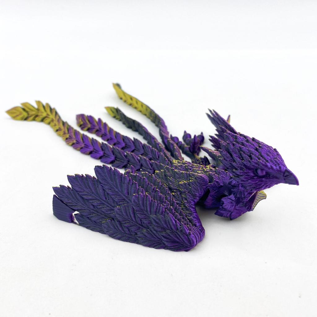 New 3D Printing Long-Tailed Phoenix Toy Simulation Animal Model Flexible Joints Movable Home Small Ornaments Children Toys