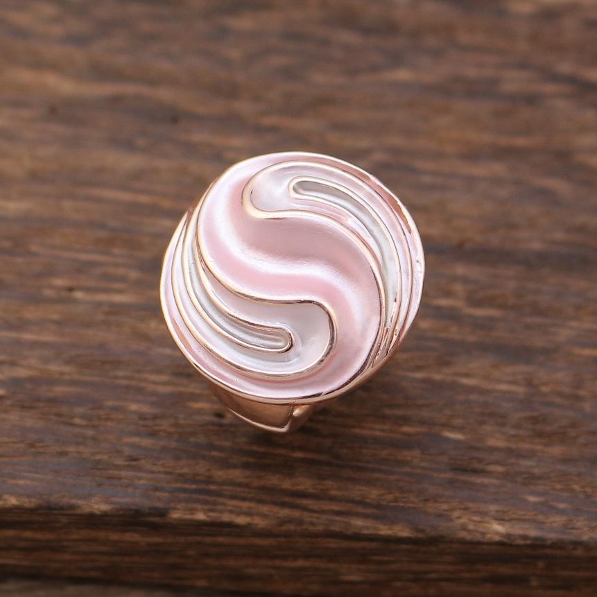 Enamel Geometric Flower Elastic Ring, Women's Fashion High-end Rose Alloy Ring