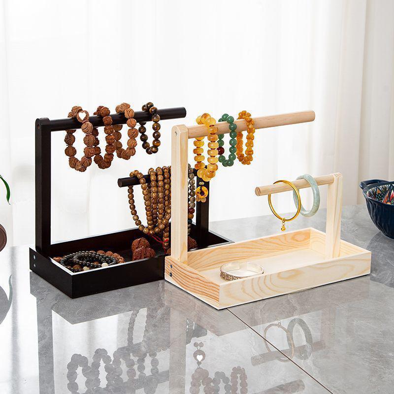Wooden Necklace & Bracelet Display Stand for Buddhist Beads and Antiques
