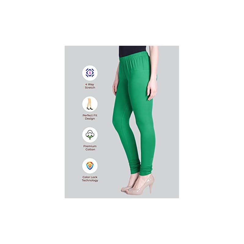Lyra Women Solid Premium Cotton Churidar Leggings | Mid-Waist | Fashionwear L