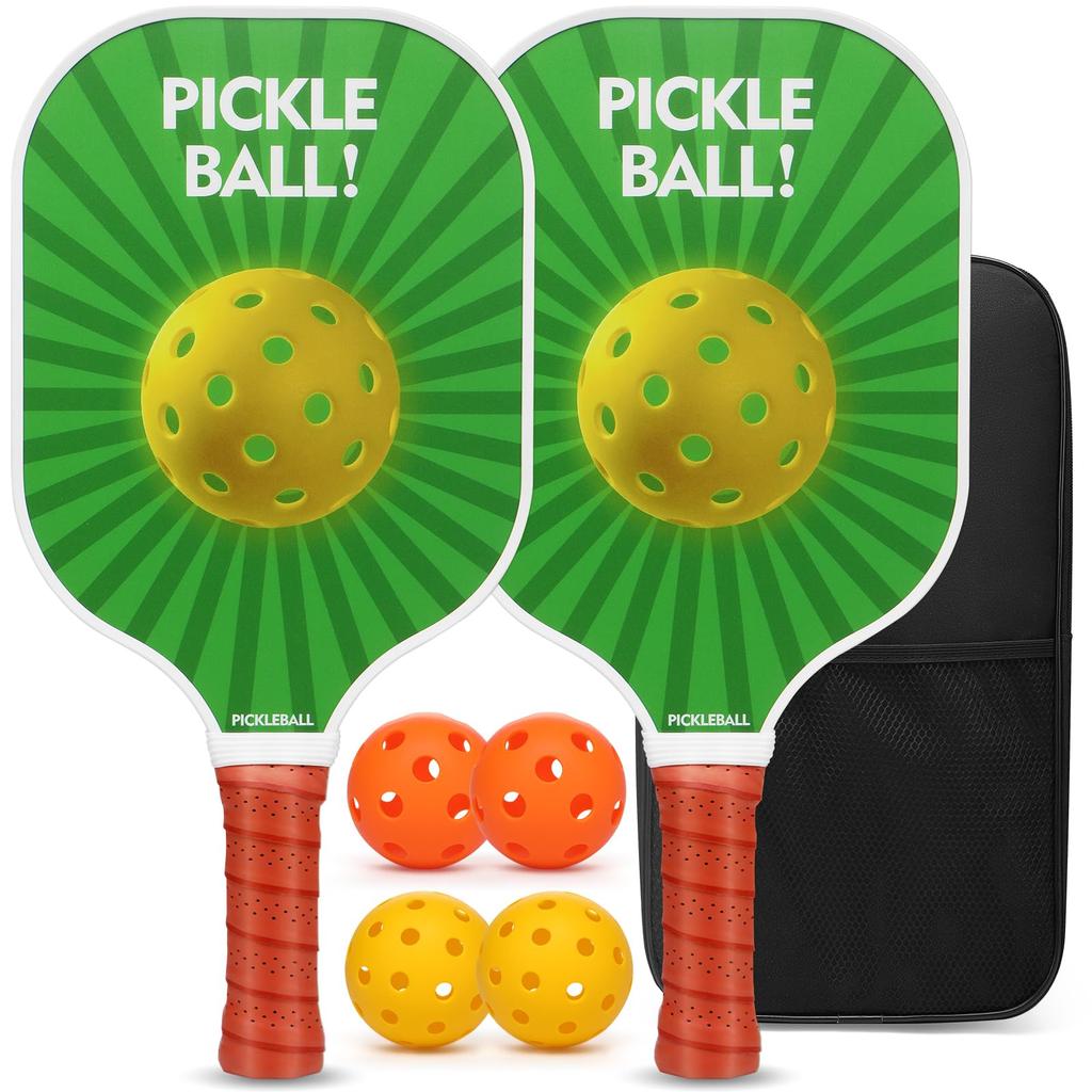 Toplive Pickleball Racket Set 2 Pickleball Paddles 4 Pickleball Balls Pickleball with 1 Storage Bag Beginner Pickleball Balls Durable Competition