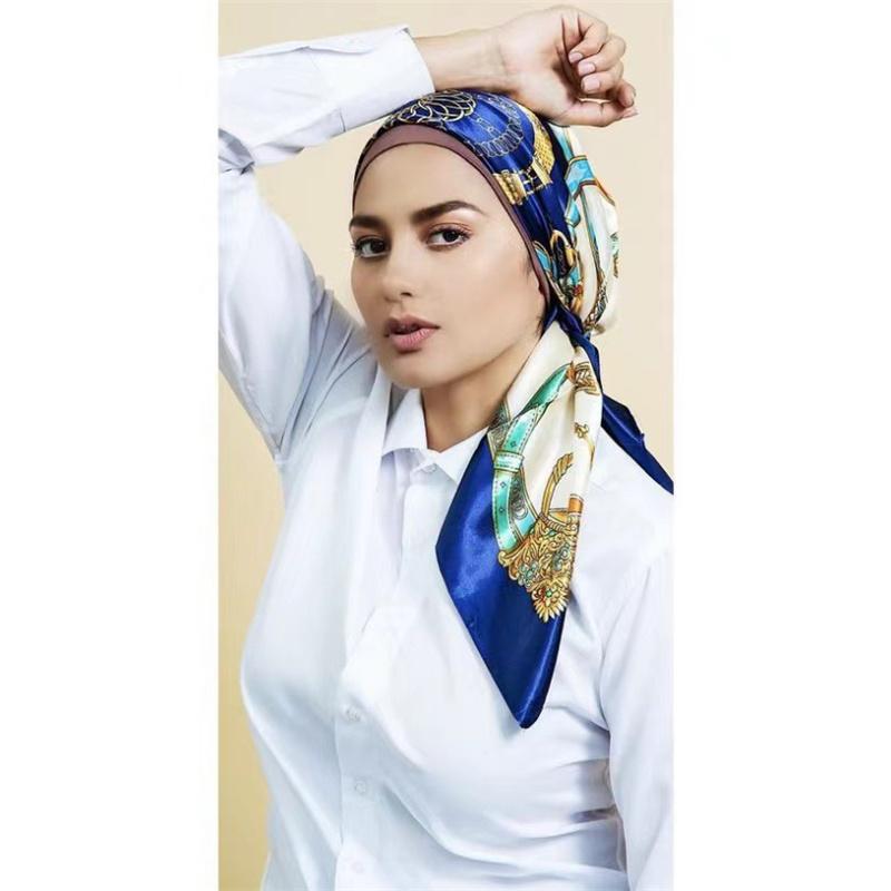 90*90cm Casualowa Moda Drukowana Flora Kwadratowe Szale Szaliki Satynowa Damska Chustka Apaszka Damska Opaska na Głowę