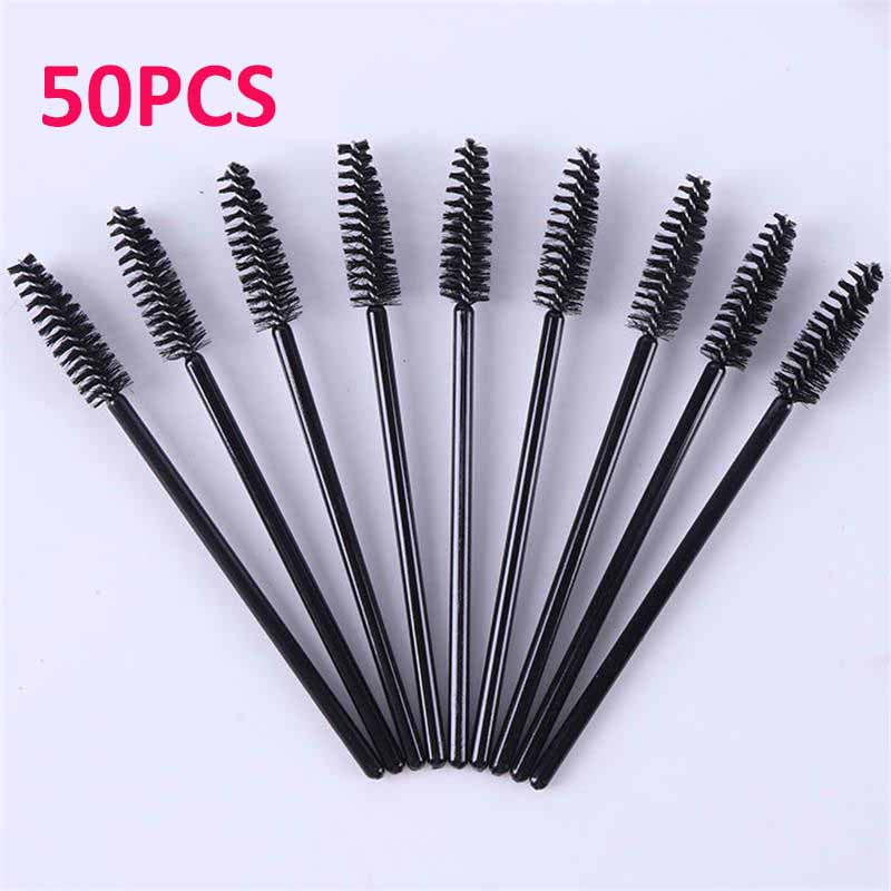 50Pcs Disposable Eyelash Spiral Brush Eyebrow Brush Eyelash Extension Comb Make Up Tool Travel Business Portable