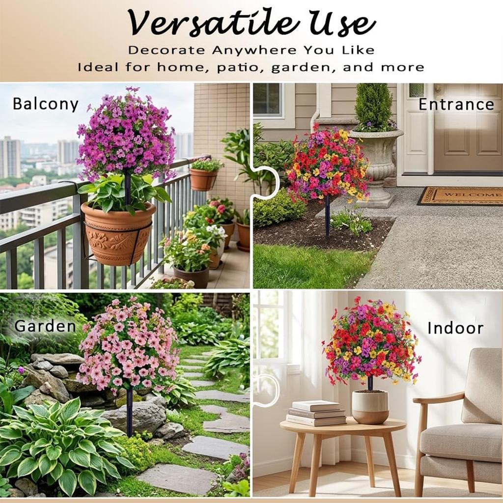 2Pcs 23.62 in Artificial Flower with Ground Stake Faux Flower Garden Stakes Easy Install for Porch Patio Balcony Planter Yard