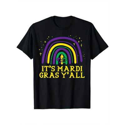 Boho Regenbogen Mardi Gras T-Shirt für Männer & Frauen, 100% Baumwolle Feiertags-Grafik-Tee Geschenk