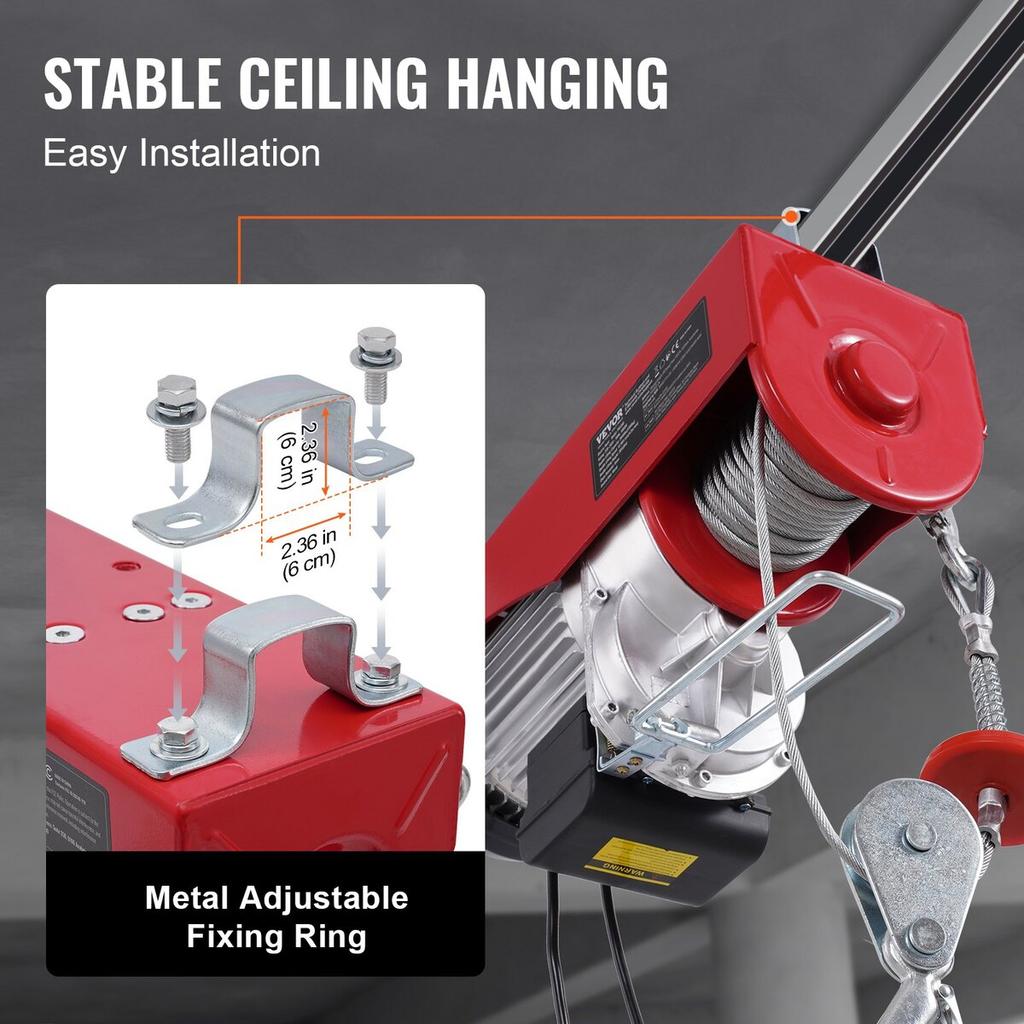 Electric Hoist Crane Winch 2640 lbs with 14 ft Wired Remote Control 230V