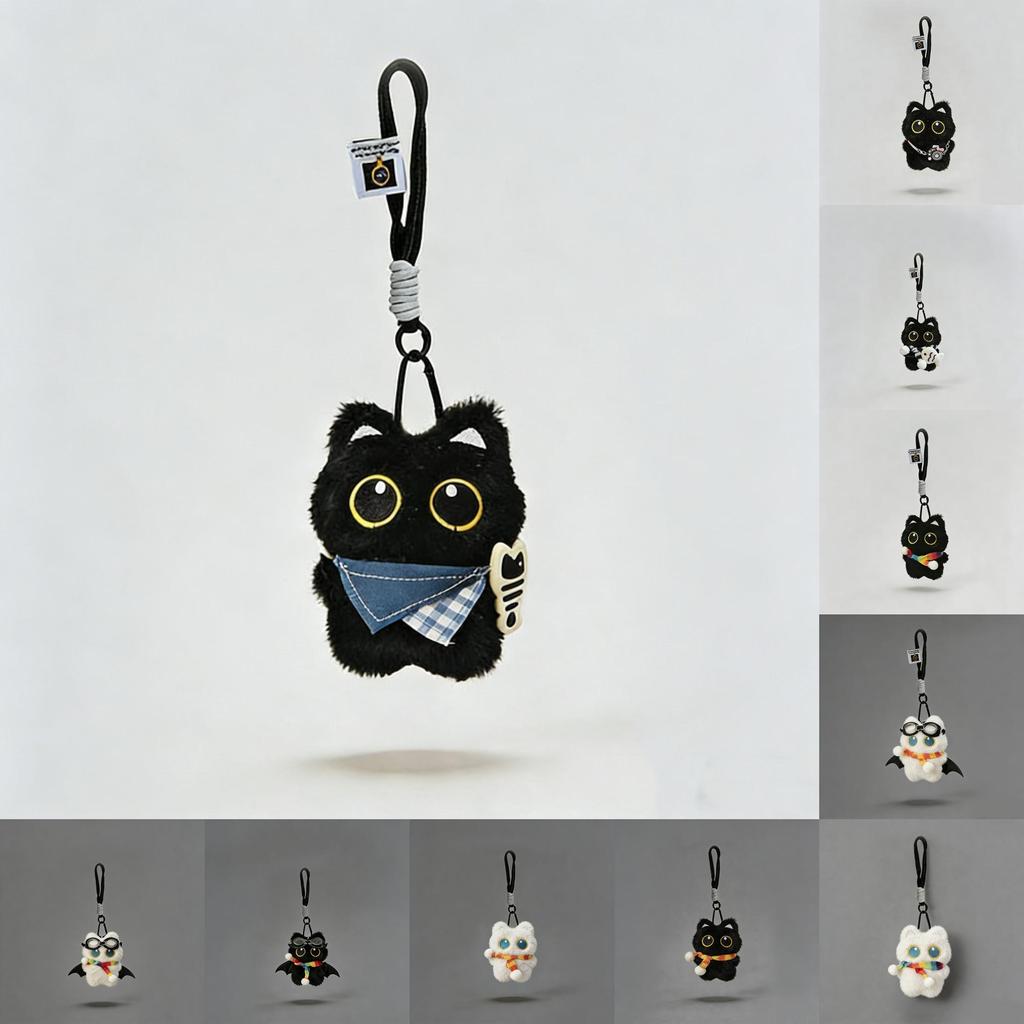 Portachiavi Peluche Gatto Nero Giocattolo Per Bambini E Adolescenti Regalo Carino Accessorio Animale