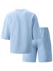 Men's V-neck Jacquard Casual Shirt & Shorts Set - Solid Color, Short-sleeve, Versatile