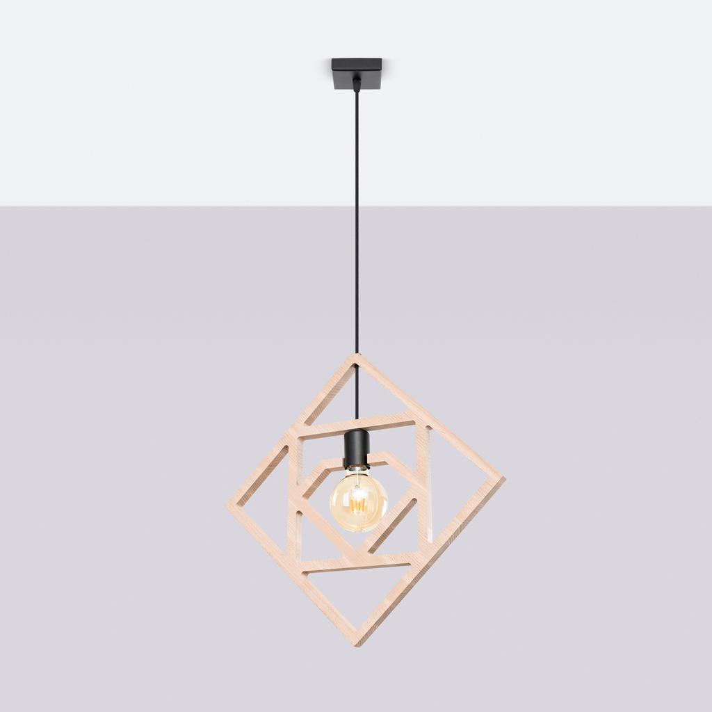 Lampa Wisząca Caro 1 E27 Naturalne Drewno  Wood Sollux Sl.1757
