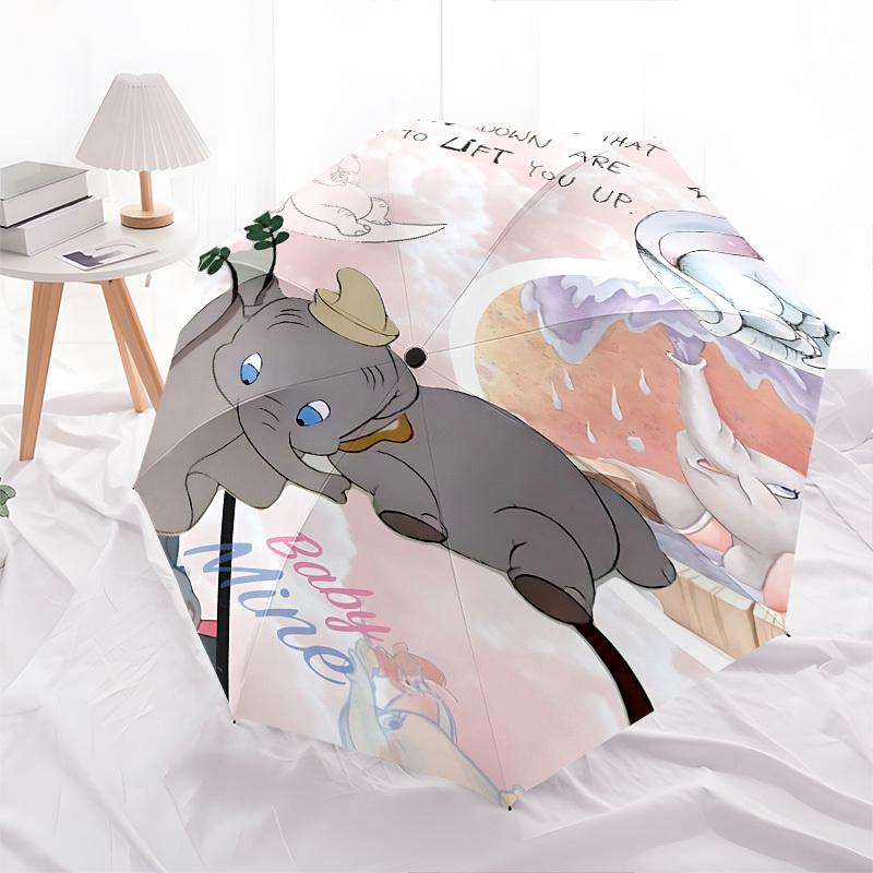 Dumbo, Elephant Themed Automatic Opening and Closing Umbrella, Brightly Colored 8-rib Portable Umbrella, Suitable for Men and Women, A Perfect Gift fo