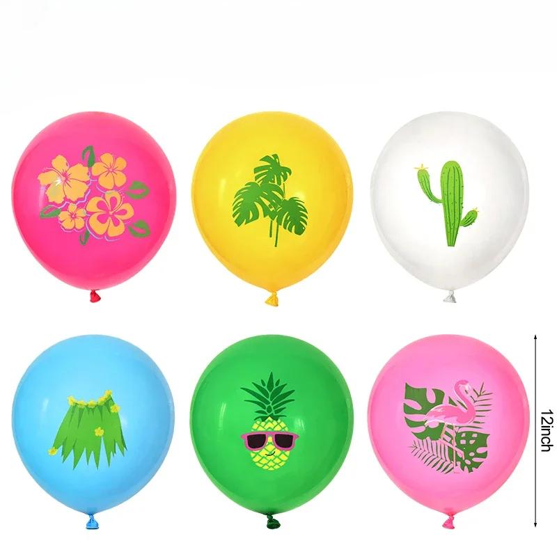 12Pcs 12inch Hawaiian Aloha Tropical Luau Latex Balloons for   Summer Beach Birthday Bar Party Wedding Supplies