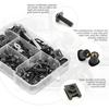 177 Pcs Motorcycle Fairing Bolt Kit, Colorful Fasteners Bolts Nut Clips Black