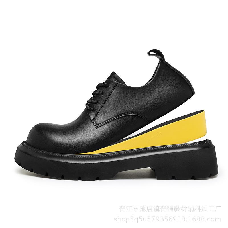 

Мужские туфли дерби высокого класса, новые, на толстой подошве, увеличивающие рост, из коровьей кожи, повседневные, модные, для通勤, черные туфли с большим носком 44