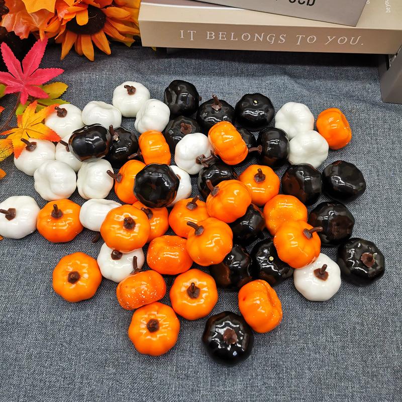 12/24/48Pcs Mini Artificial Pumpkin Happy DIY Halloween Fake Simulation Vegetabl Decoration for Home Halloween Props Crafts