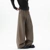 Three-dimensional pleated A-shaped silhouette suit pants women's and men's spring drape casual pants loose straight wide-leg pants