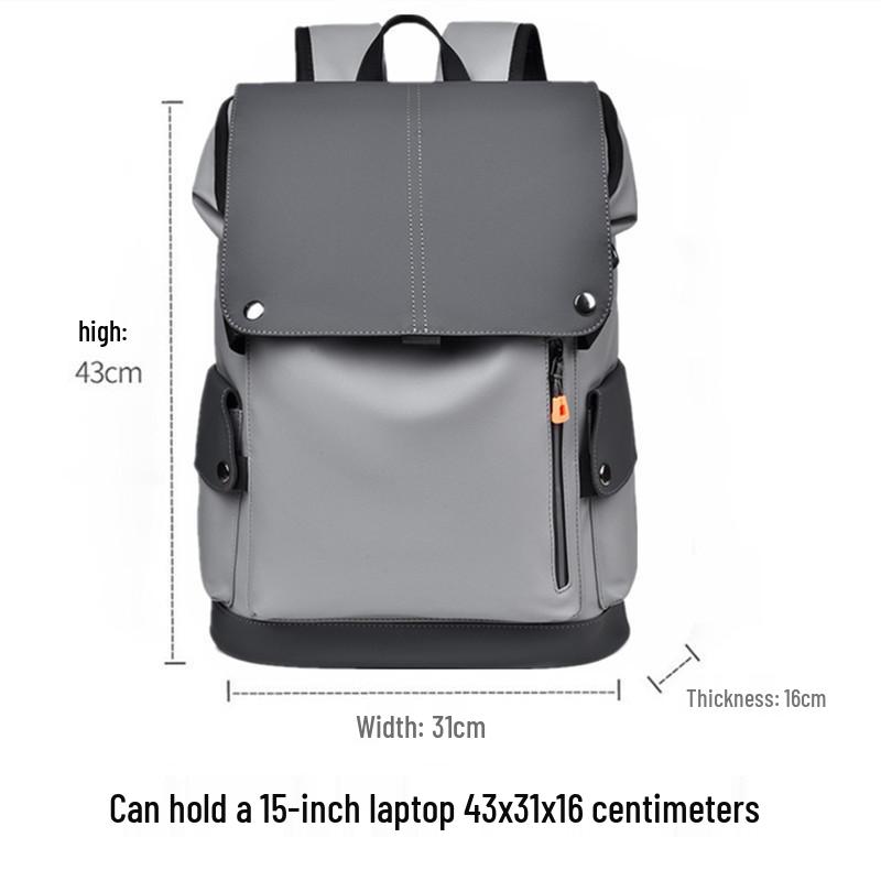 

Men s Large Capacity PU Leather Travel Backpack with Functional Workwear Design світло-сірий колір