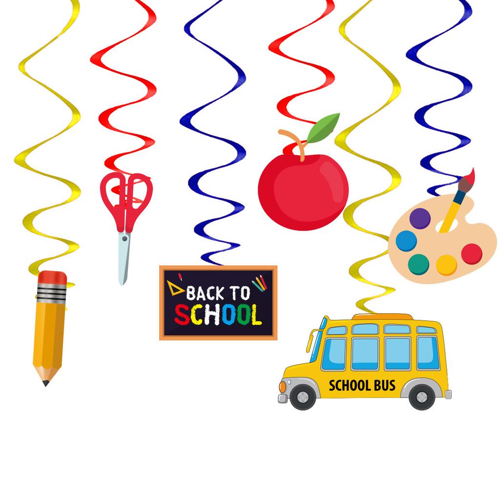 School Season Back To School Season La Flag La Flower Apple School Bus Pencil Spiral Pendant Customization