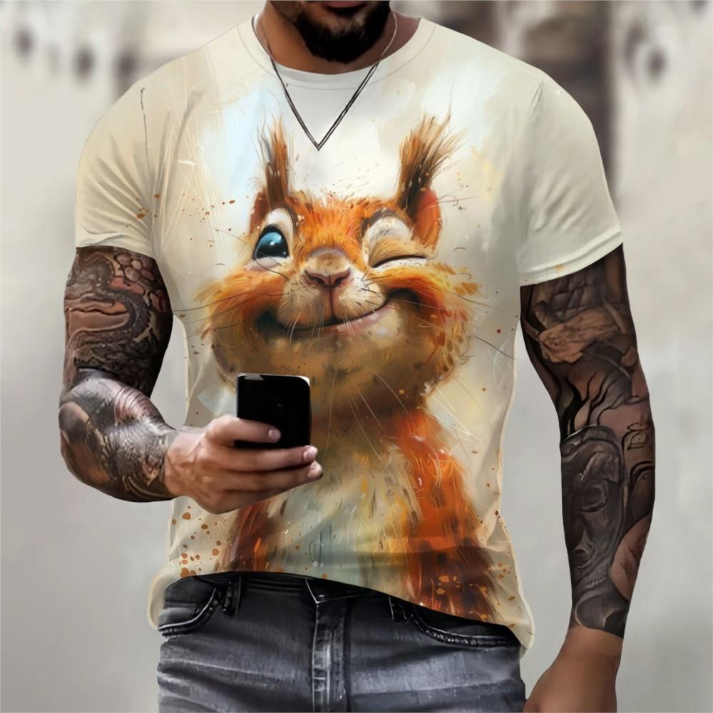 Funny Animal 3D Print T-Shirts Hip Hop Short Sleeve Oversized Men's T-shirts