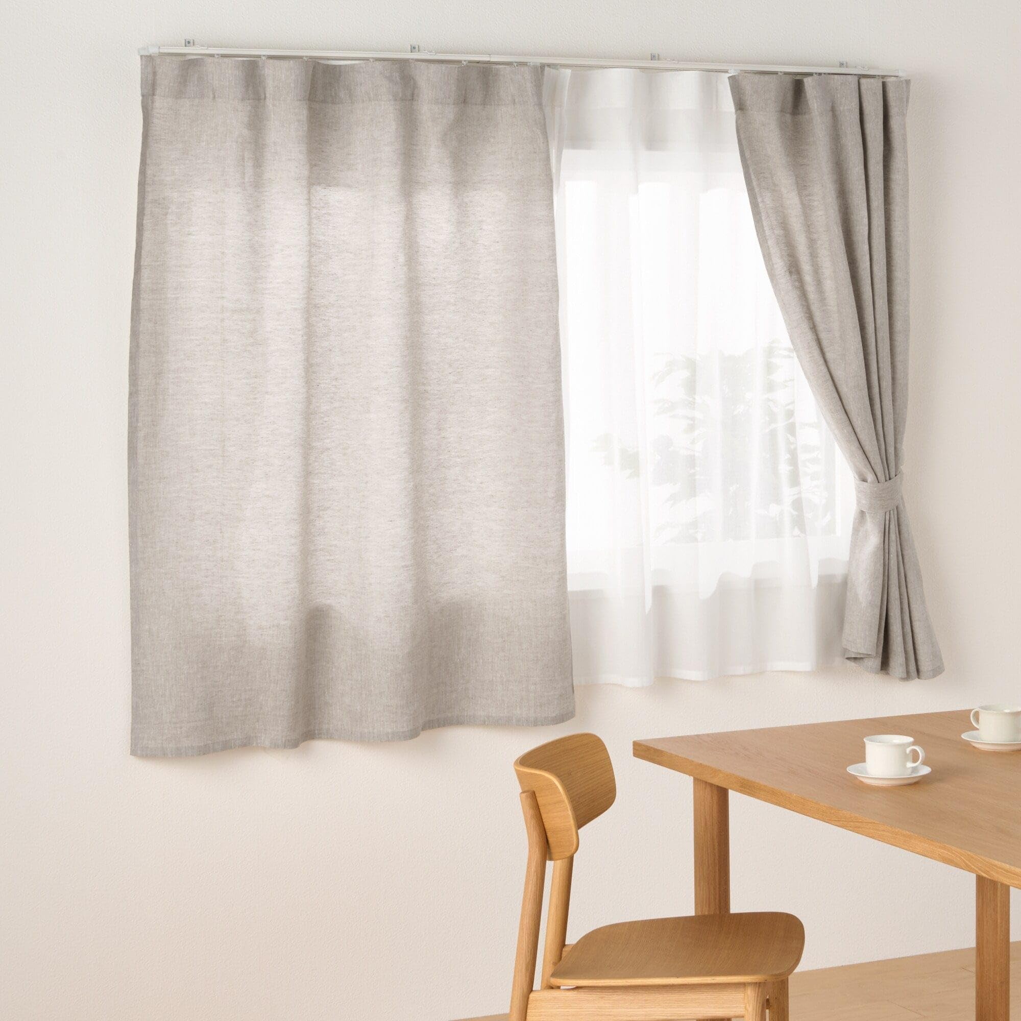 

MUJI Linen Plain Weave Width 100 x Length 135 Light Beige 84759284 Non-Pleated Curtains, cm,