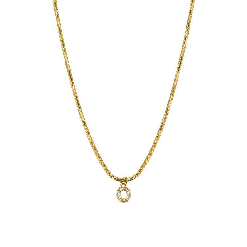 Neckontheline Diamond Letter Necklace European and American Ins Style Simple and Versatile Short Necklace Fine Snake Bones Chain