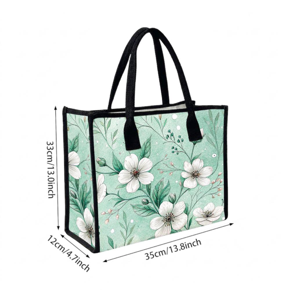 Elegant Floral Printed Tote Bag for Women Casual Daily Use Stylish Lightweight Portable Handbag for Outdoor Shopping Travel Commute