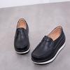 Genuine Leather Wedges Heels Shoes Fashion 5cm Platform Shoes Women Non-slip Walking Loafers