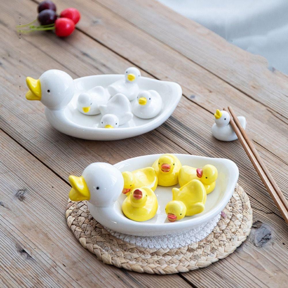 Cartoon Duck Shaped Chopsticks Holder Ceramic Spoons Fork Rack Chopsticks Rest  Restaurant  Home