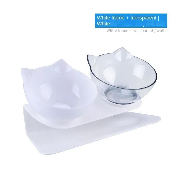 Cat Bowl Dog Bowl With Stand Double-layer Pet Feeding Cat Water Bowl Anti-slip Neck Guard Feeder Cat Food Container Pet Supplies
