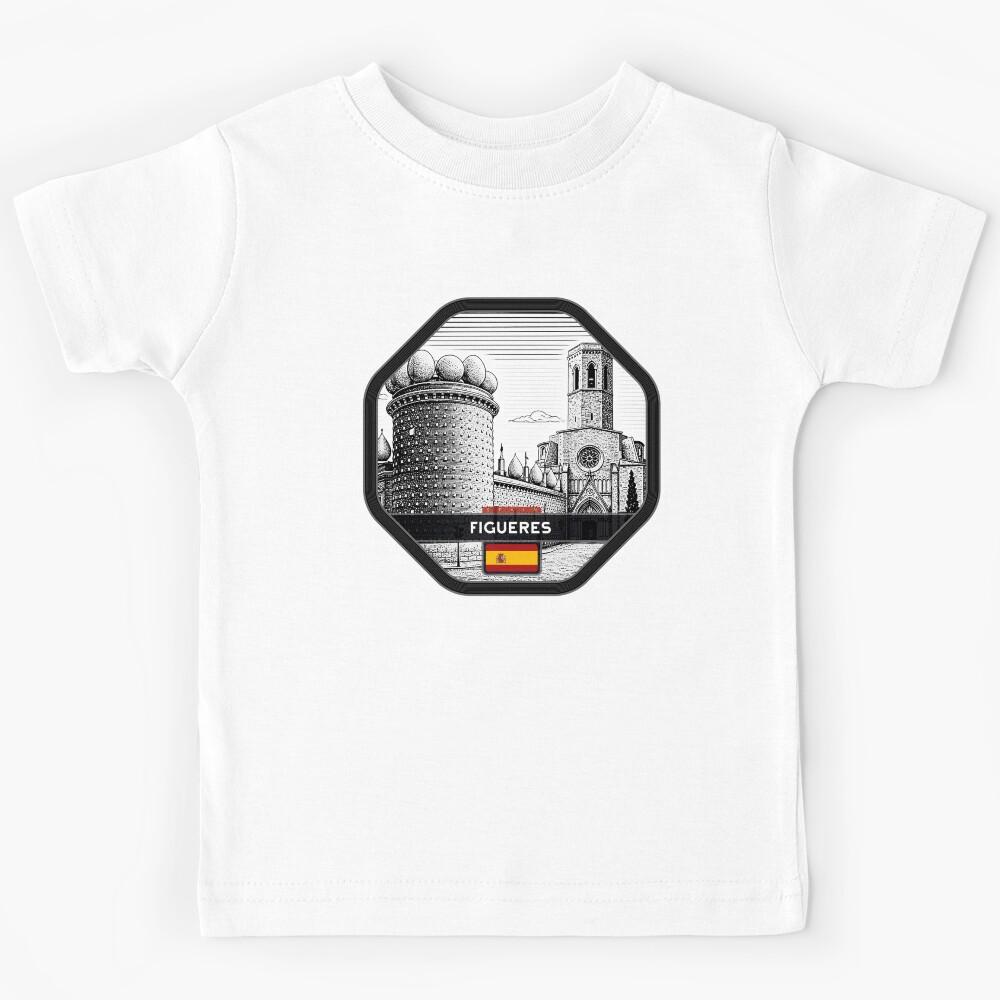 Figueres Spain Linocut Style Kids T-Shirt 140