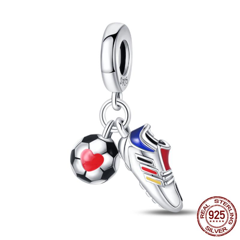 Compatible With Authentic Original Bracelets and 3MM Bracelets Do It Yourself European Football Charm Bead Components 100% Copper Metal High Quality