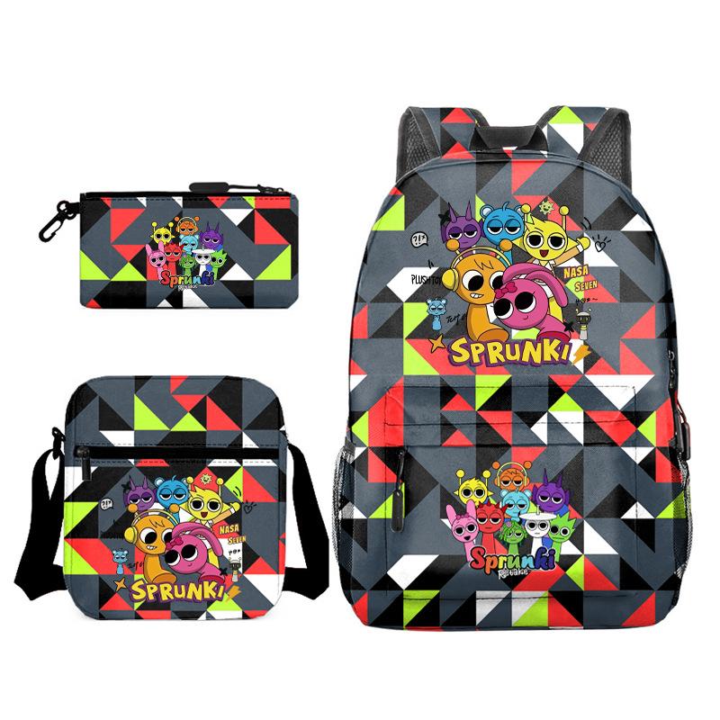 Boys Backpack Rhythm Box Treasure Children's School Bag Anime Satchel Pencil Bag Oxford Cloth Elementary School Student D