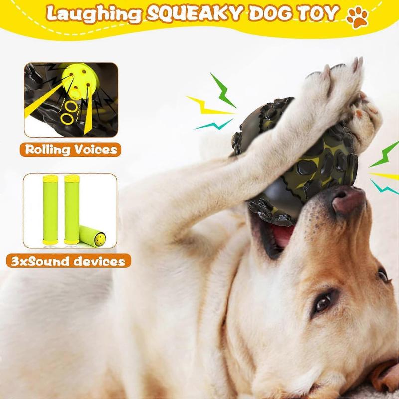 Hundespielzeug, Unzerstörbarer Hundeball Hunde-Kauspielzeug Naturkautschuk Zahnreinigung, 12CM Interaktiver Quietschball Spielzeug Hundespiele für Mittelgroße und Große Hunde